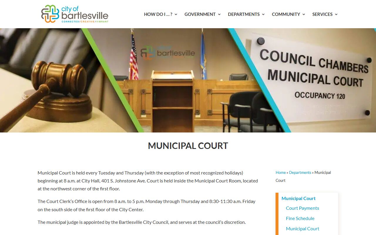Bartlesville Municipal Court page