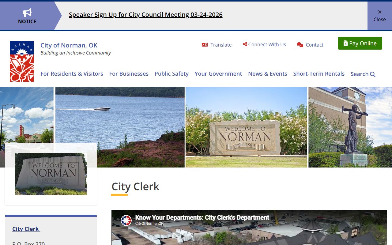 Norman City Clerk office page