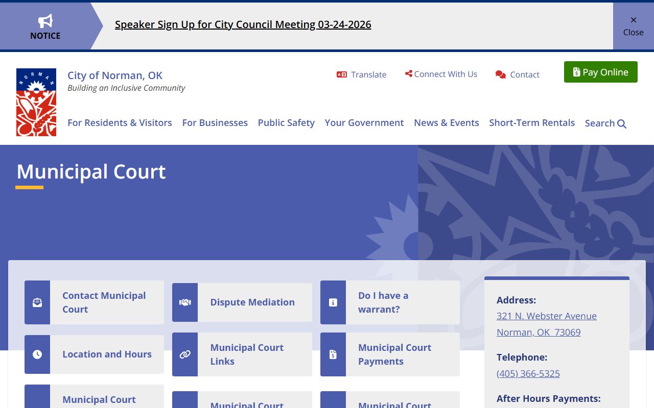 Norman Municipal Court page
