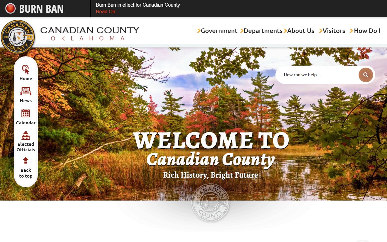 Canadian County government portal for marriage records