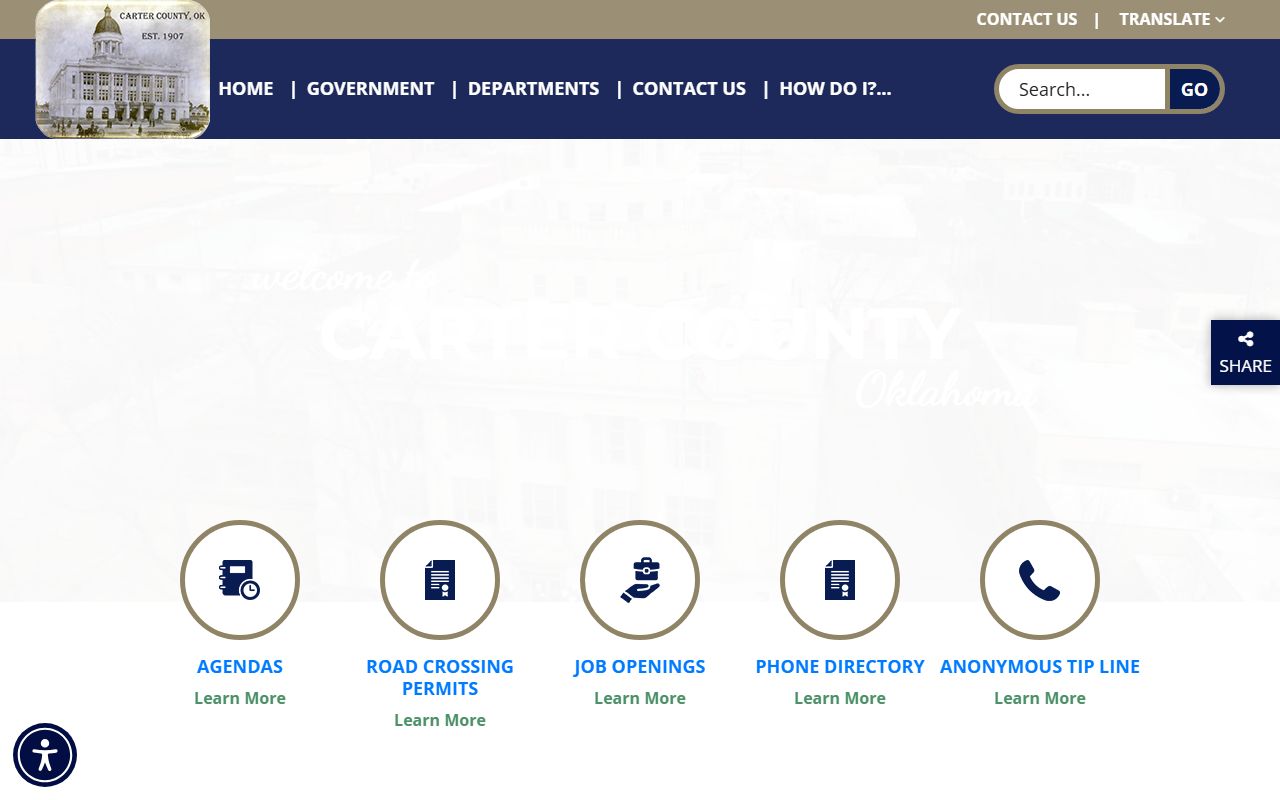 Carter County government portal for marriage records in Ardmore