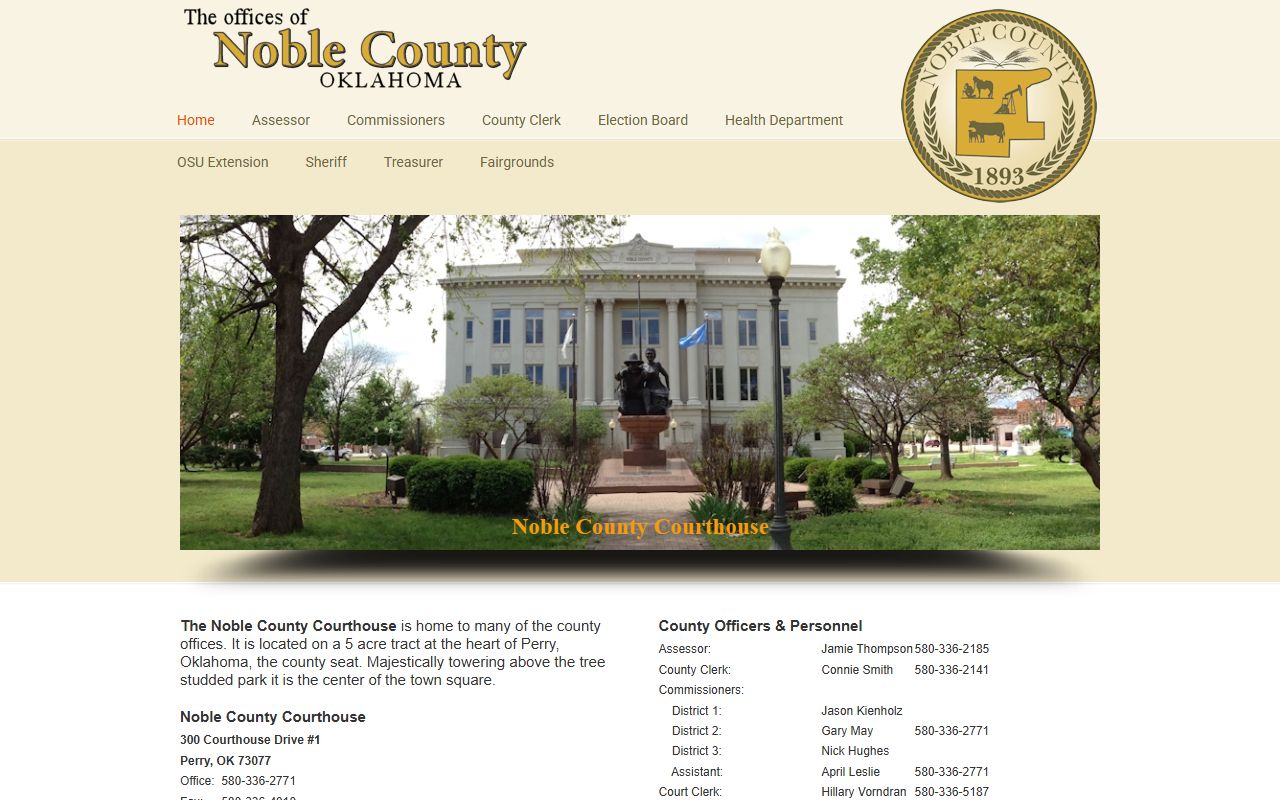 Noble County government portal for marriage records information