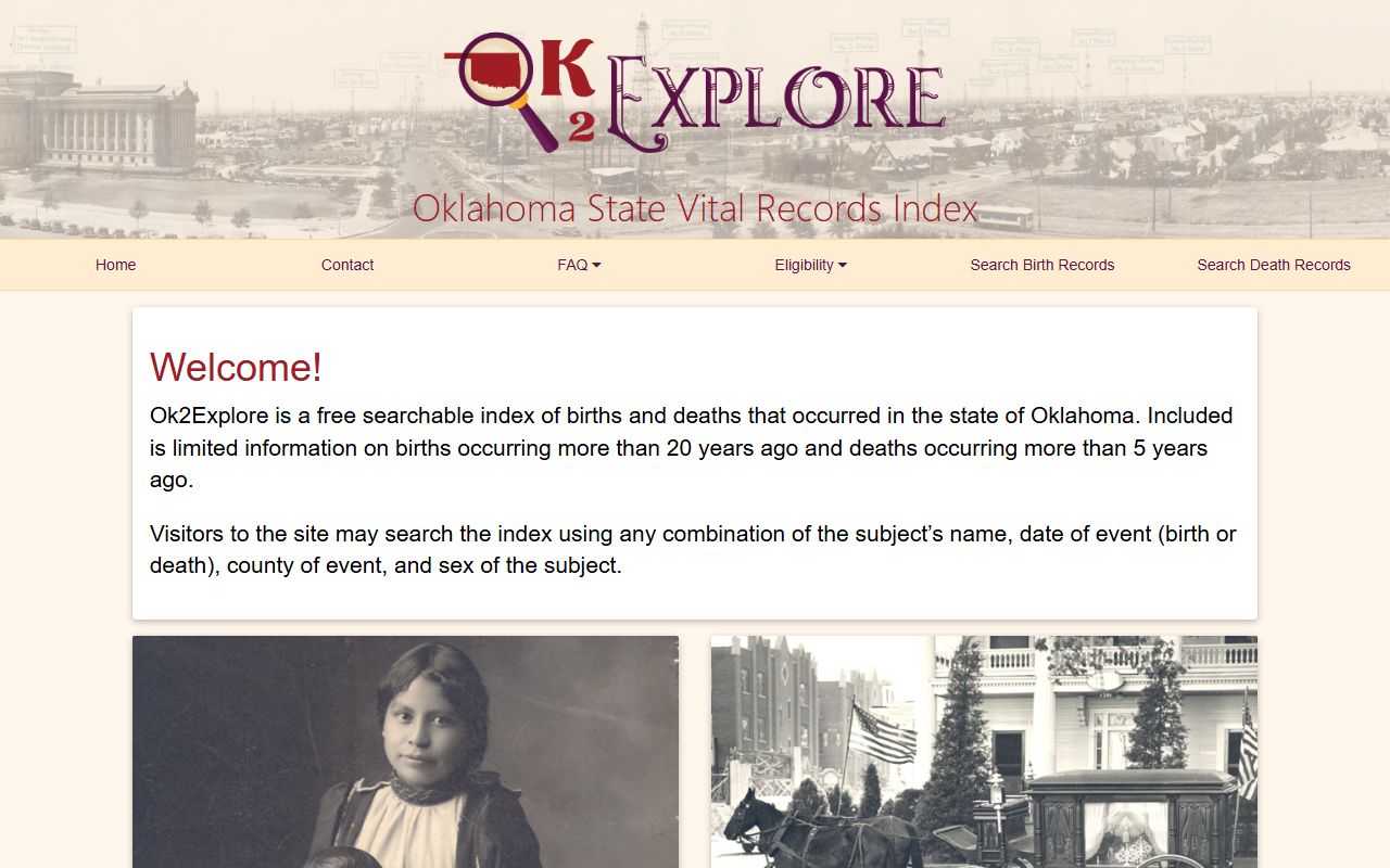 Oklahoma OK2Explore vital records portal