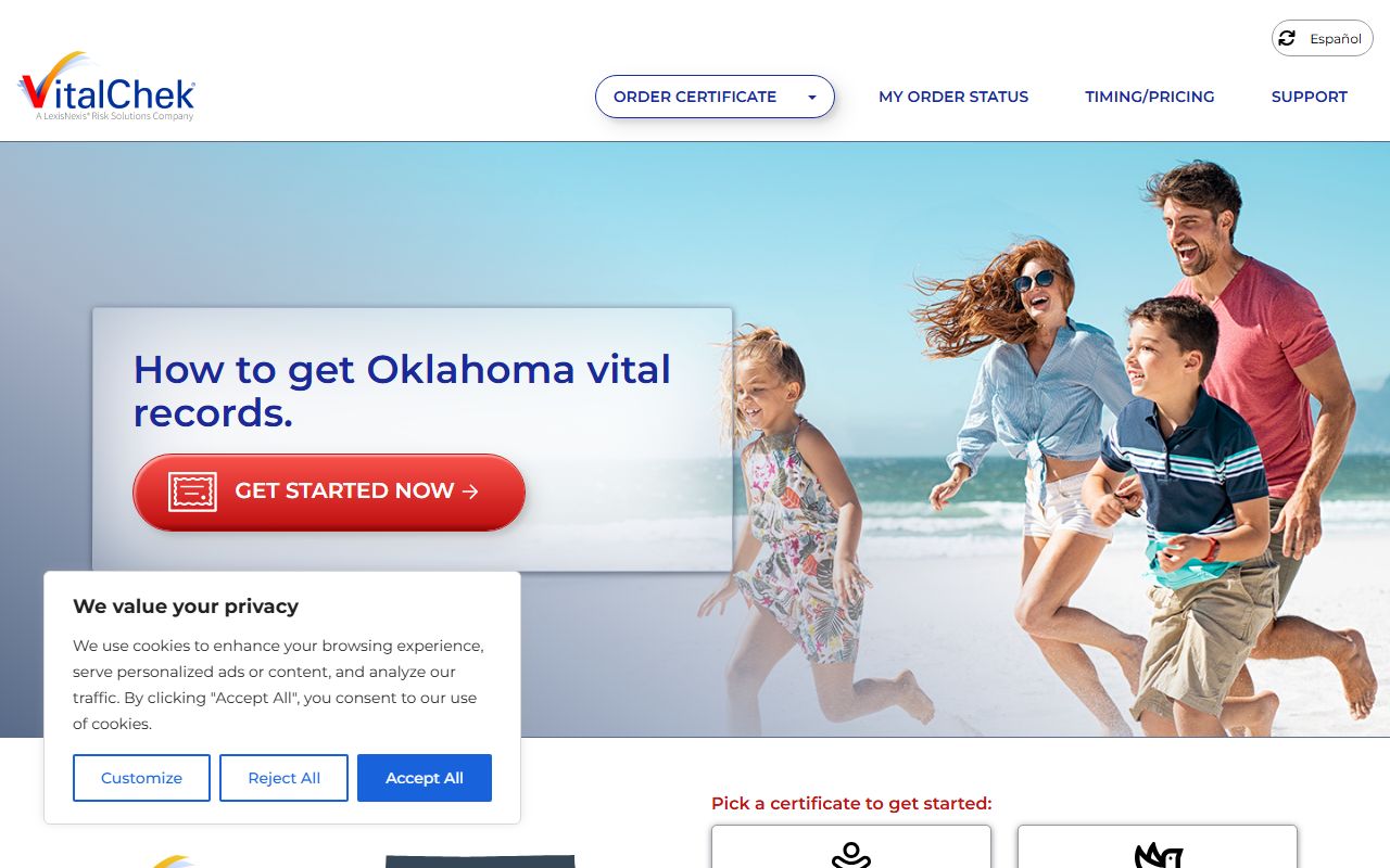 VitalChek Oklahoma vital records ordering